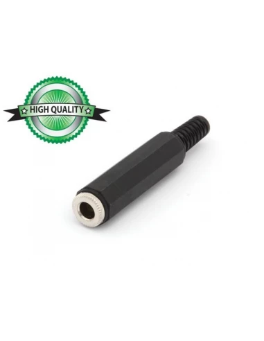 10 jack femelle 6 35mm mono nickele noir avec capot en caoutchouc