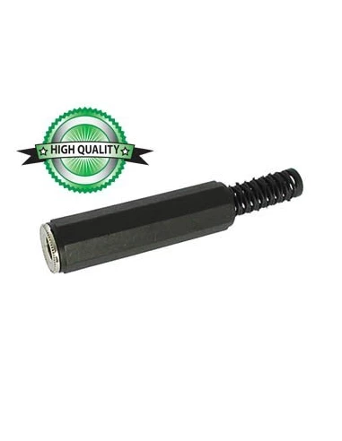 25 jack femelle 6 35mm stereo nickele noir avec capot en caoutchouc