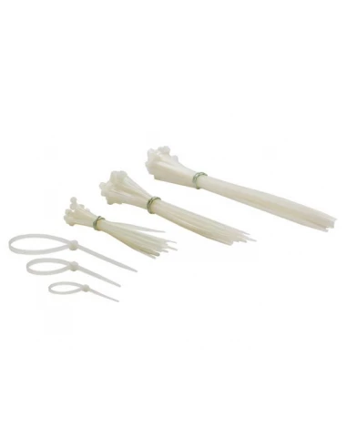 Jeu de serre-cables en nylon - diff,rentes dimensions - blanc (75 pcs)