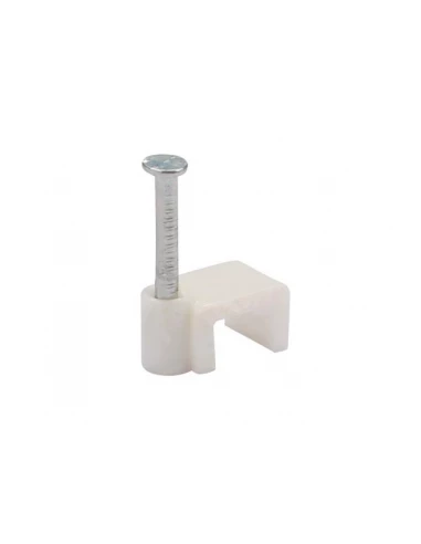 Clip de fixation plat, blanc - 6 mm (100 pcs/boîte)