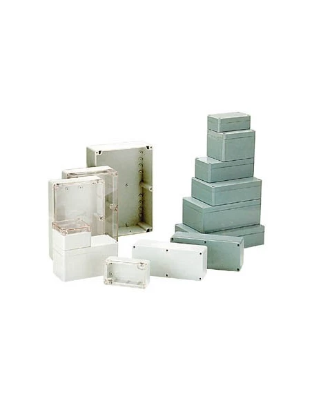 Coffret etanche en abs - gris fonce avec couvercle transparent 265 x 185 x 95mm