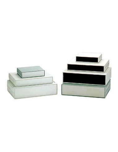 Coffret etanche antifeu - couvercle gris clair avec plaques arrieres noires 140 x 110 x 35mm