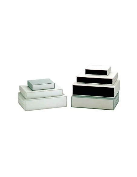 Coffret etanche antifeu - couvercle gris clair avec plaques arrieres noires 140 x 110 x 35mm