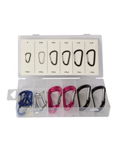Assortiment de mousquetons en aluminium - 12 pcs