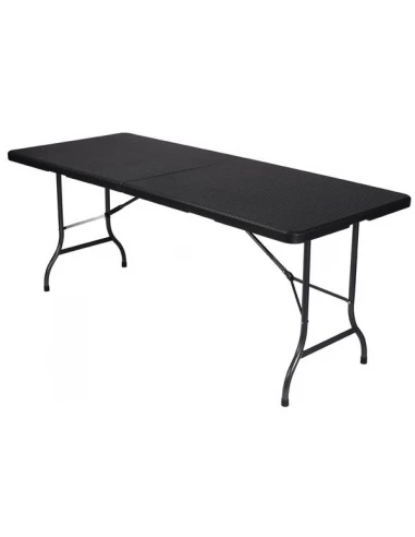Table pliante - imitation rotin - 180 x 75 x 74 cm