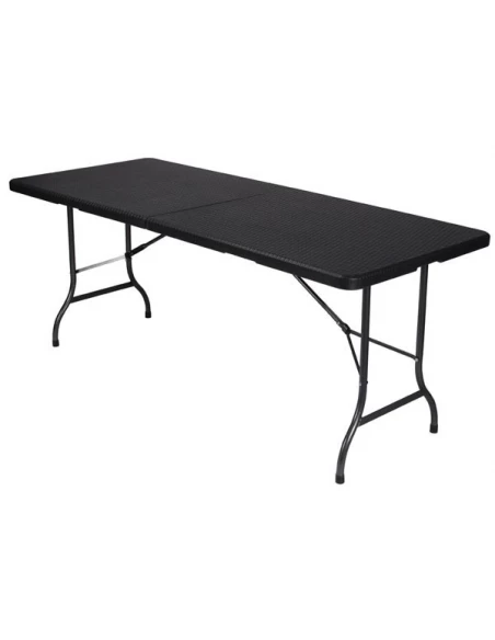 Table pliante - imitation rotin - 180 x 75 x 74 cm
