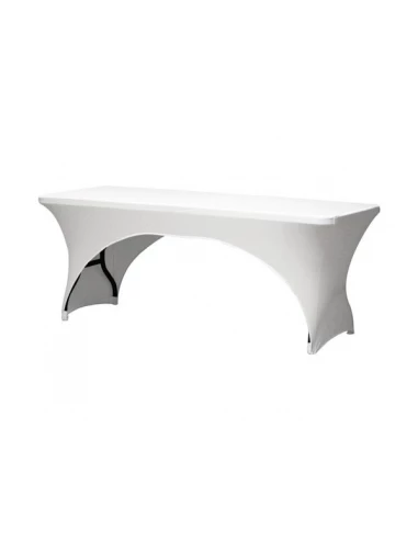 Housse extensible pour table rectangulaire - arqué - blanc