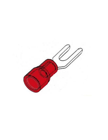 Cosse a fourche 3 7mm - rouge