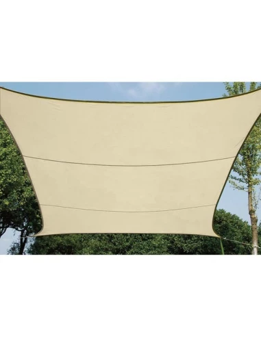 Voile solaire perméable - carré - 5 x 5 m - couleur : champagne