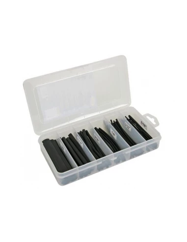 Jeu de gaines thermorétractables - noir avec colle 10cm - 85 pcs - dans coffret de rangement