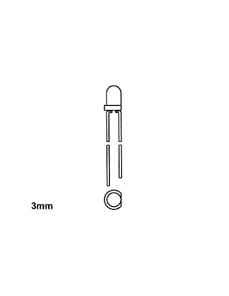 50 Led 3mm - jaune diffusant - 15mcd