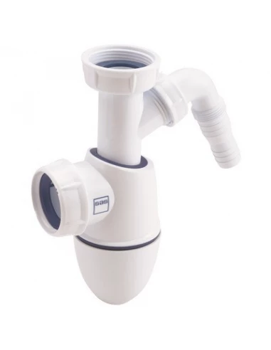 Siphon évier bi-matière bm53 avec prise machine à laver nicoll