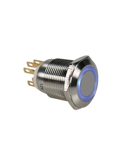Bouton-poussoir en acier inoxydable spdt 1no 1nc - anneau bleu - 19mm