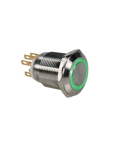Bouton-poussoir en acier inoxydable spdt 1no 1nc - anneau vert - 19mm