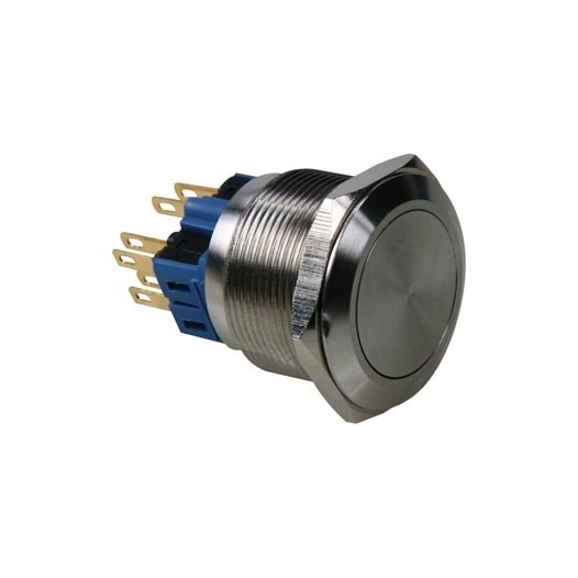 Bouton-poussoir - plat - acier inoxydable - dpst 1no 1nf