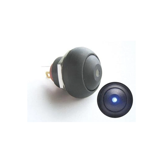 Bouton-poussoir miniature unipolaire à led bleue off-(on)