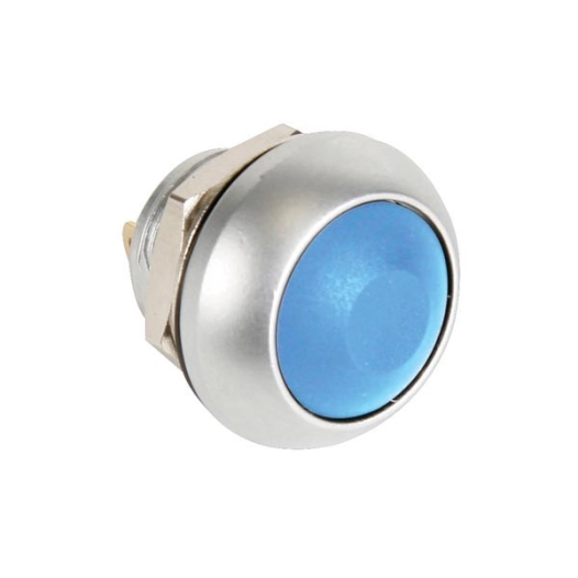 Poussoir métallique rond avec capuchon bleu - 1p spst off-(on)