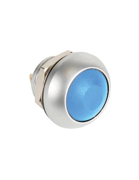 Poussoir métallique rond avec capuchon bleu - 1p spst off-(on)