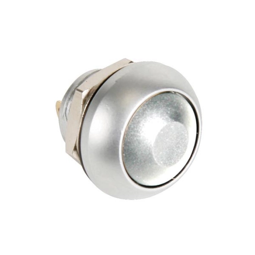 Poussoir métallique rond avec capuchon blanc - 1p spst off-(on)