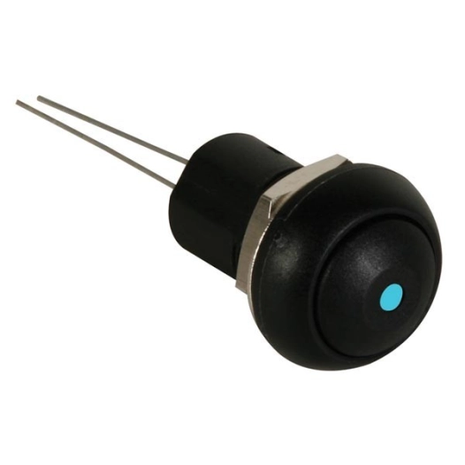 Bouton-poussoir miniature unipolaire à led bleue spst off-on