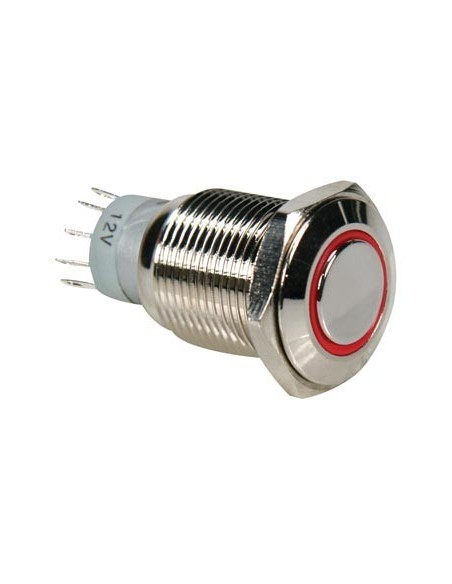 Bouton-poussoir métallique rond spdt 1no 1nc - anneau rouge