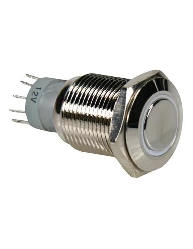 Bouton-poussoir métallique rond spdt 1no 1nc - anneau blanc