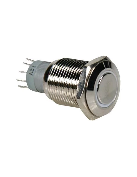 Bouton-poussoir métallique rond spdt 1no 1nc - anneau blanc