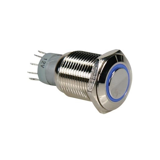 Interrupteur métallique rond spdt 1no 1nc - anneau bleu