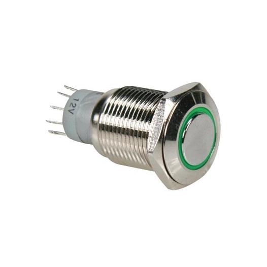 Interrupteur métallique rond spdt 1no 1nc - anneau vert