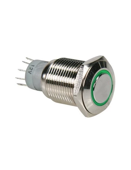 Interrupteur métallique rond spdt 1no 1nc - anneau vert