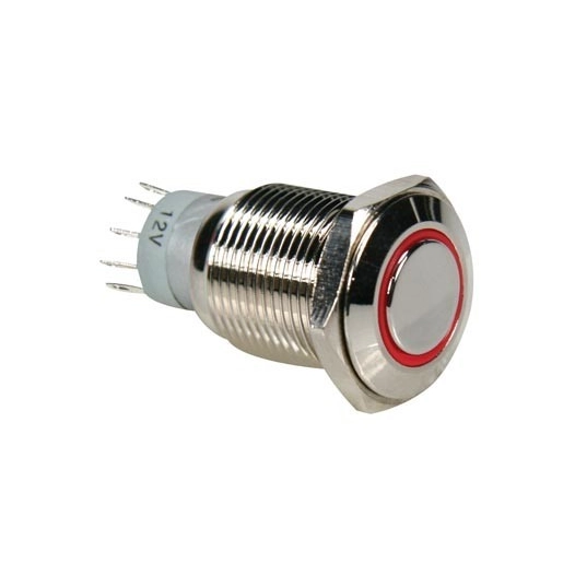 Interrupteur métallique rond spdt 1no 1nc - anneau rouge