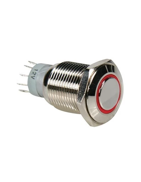 Interrupteur métallique rond spdt 1no 1nc - anneau rouge