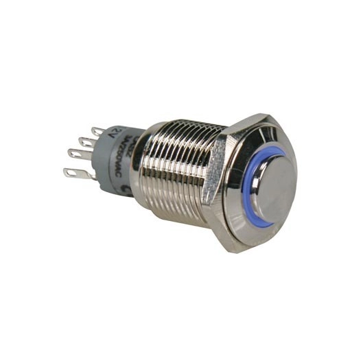 Interrupteur métallique rond haut spdt 1no 1nc - anneau bleu