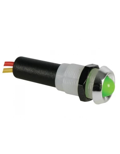 Voyant led vert 12v - boitier chrome