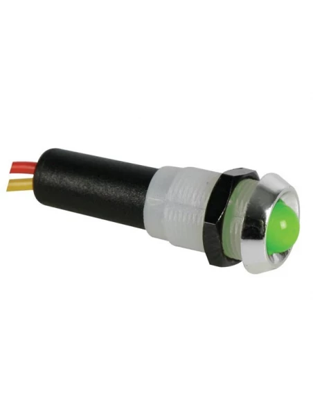 Voyant led vert 12v - boitier chrome