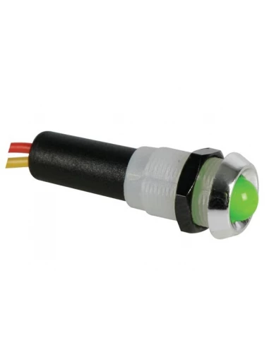 Voyant led vert 24v - boitier chrome