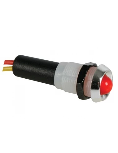 Voyant led rouge 24v - boitier chrome