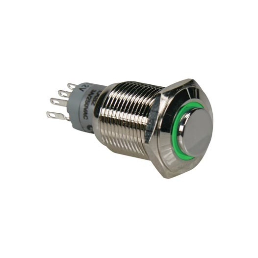 Interrupteur métallique rond haut spdt 1no 1nc - anneau vert