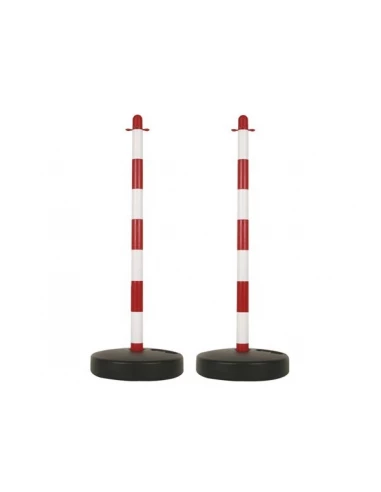 Poteau en plastique pour chaîne de signalisation - rouge/blanc - 2 pcs