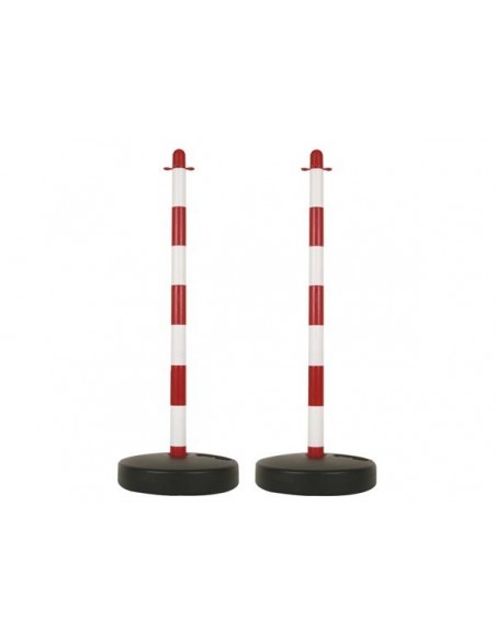 Poteau en plastique pour chaîne de signalisation - rouge/blanc - 2 pcs