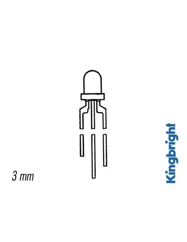 L-115wegw led 3mm rouge/vert white blanc diffus 50mcd