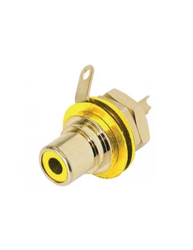 Rean - embase phono (rca) - contacts dorés - jaune