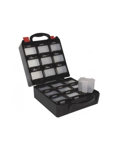 Coffret a outils en plastique avec 18 compartiments de rangement clipsables pour ceinture