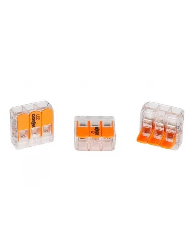 Mini borne de connexion à levier 3 x 0 2 - 4 mm² - 50 pièces