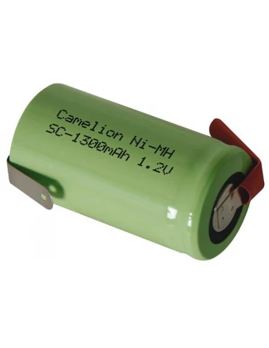 Accu ni-mh 1 2v - 1 3ah avec cosses a souder en directions opposees (en )