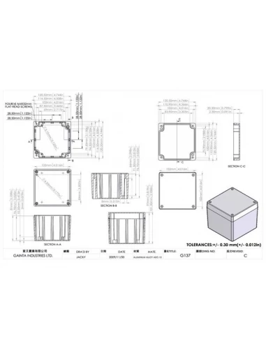 Coffret etanche en aluminium - 120 5 x 120 5 x 101 5mm