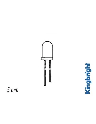 Led a resistance interne 5mm 12v - rouge diffusant