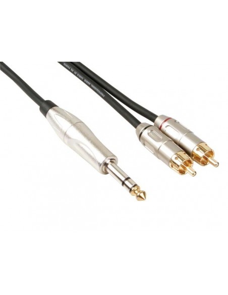 Cable professionnel audio, 2 x rca male vers jack stéréo 6 35mm (6m)