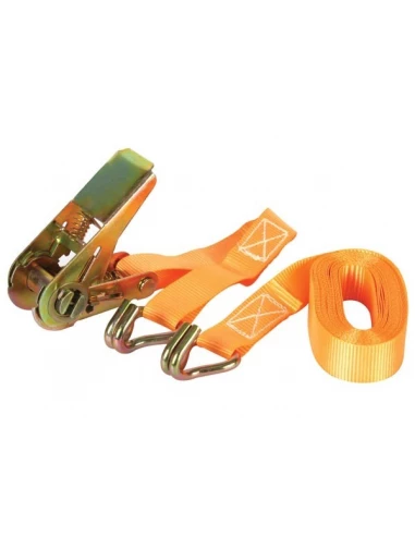 Sangle d'arrimage avec tendeur à cliquet + crochets - max 500 kg - 4 5 m x 25 mm