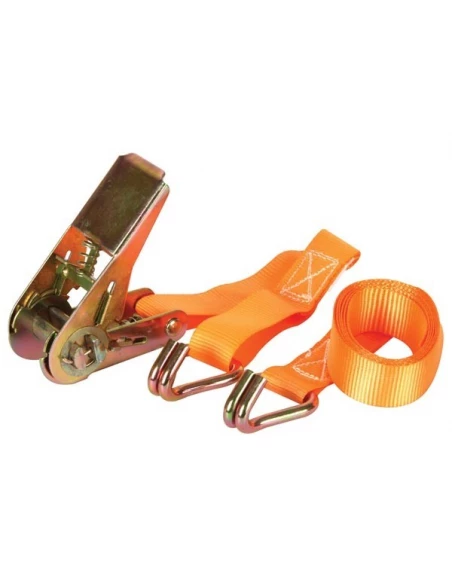 Sangle d'arrimage avec tendeur , cliquet + crochets - max 500 kg - 1 5 m x 25 mm